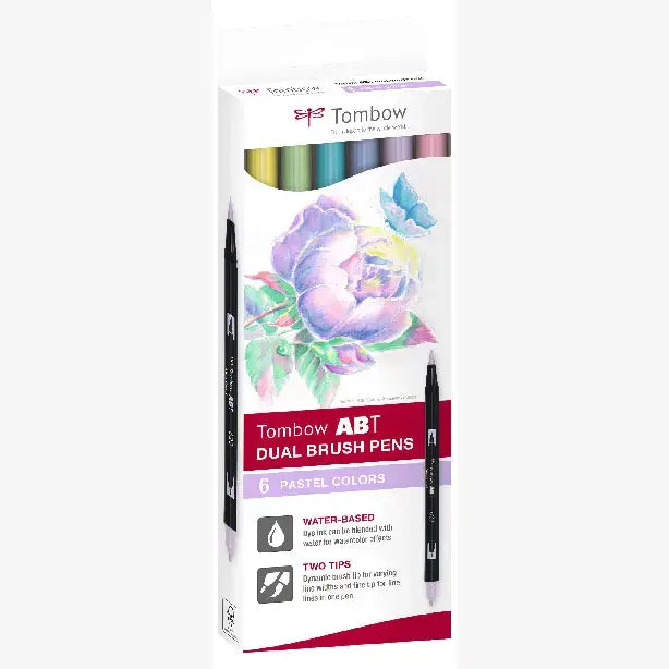 Tombow ABT Dual Brush Pen - Set of 6 (Candy, pastel, Primary and Vintage colours)