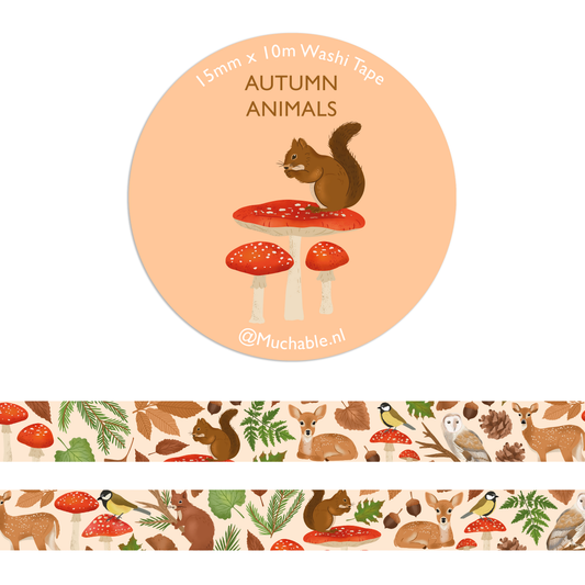 Washi tape - illustration pattern/print autumn animals