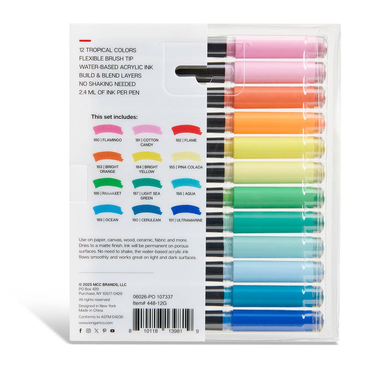 PRO Acrylic Paint Brush Pens - 12 Tropical Colors