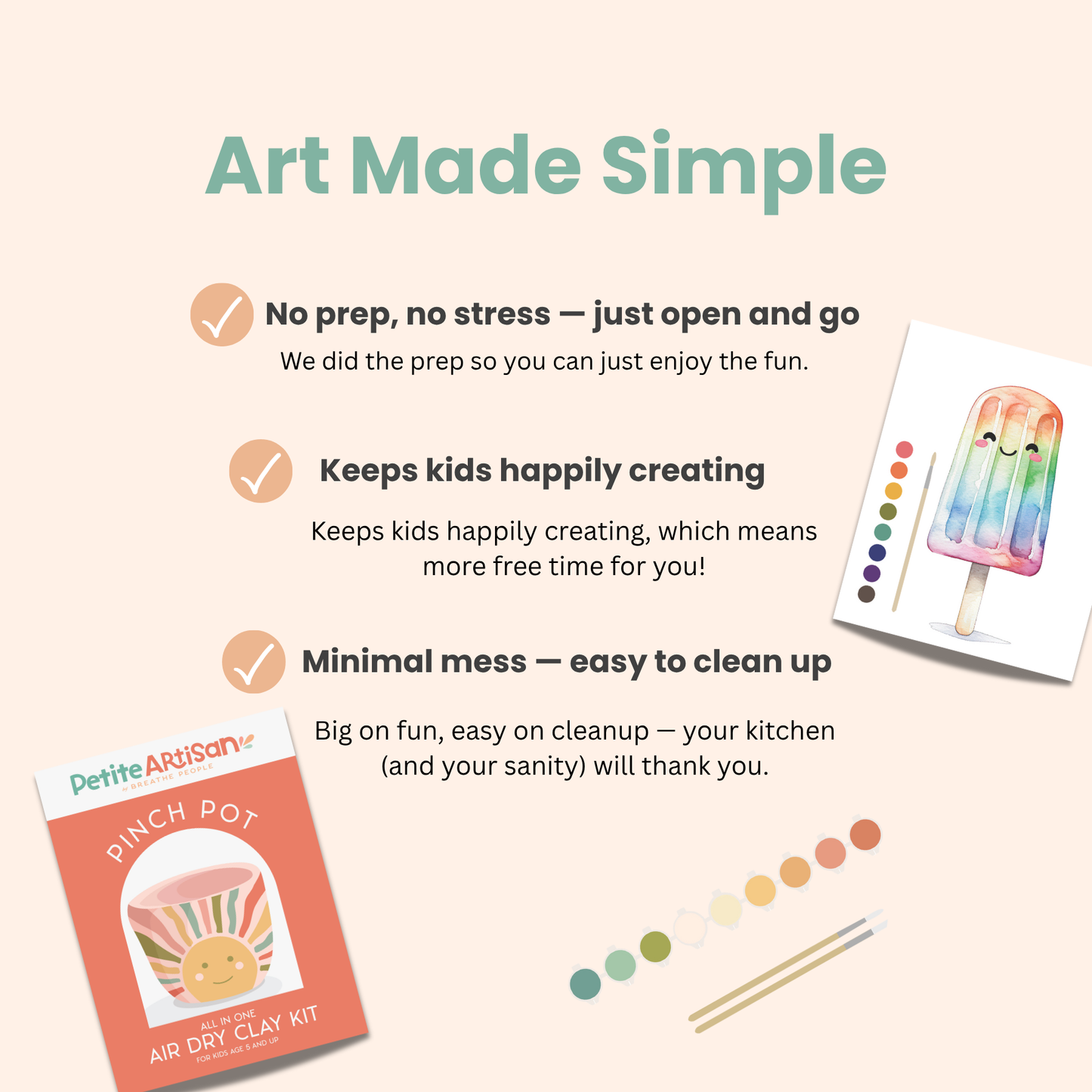 Kids DIY Clay Kit - Make and Paint Your Own Pinch Pot