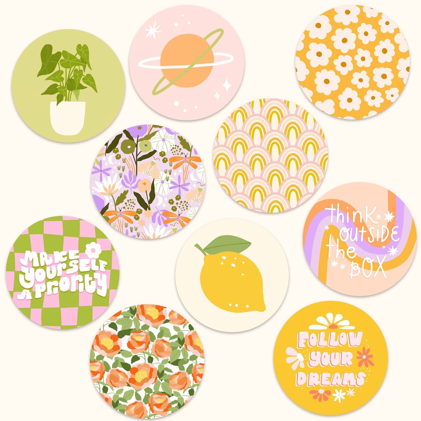 Set of 10 round stickers - Muchable