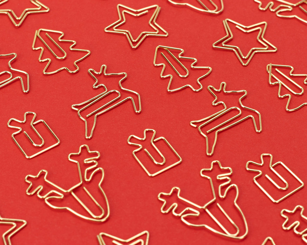 Gold Christmas Binder Clips - Christmas tree