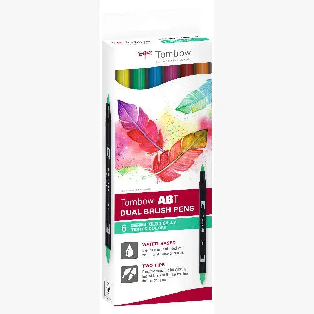 Tombow ABT Dual Brush Pen - Set of 6 (Candy, pastel, Primary and Vintage colours)