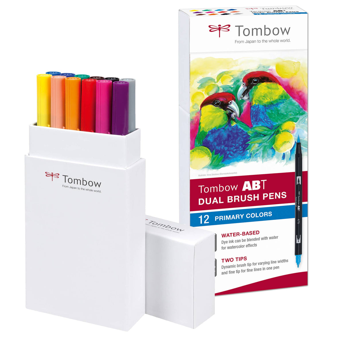 Tombow ABT Dual Brush Pen 12-piece Set Primary Colours