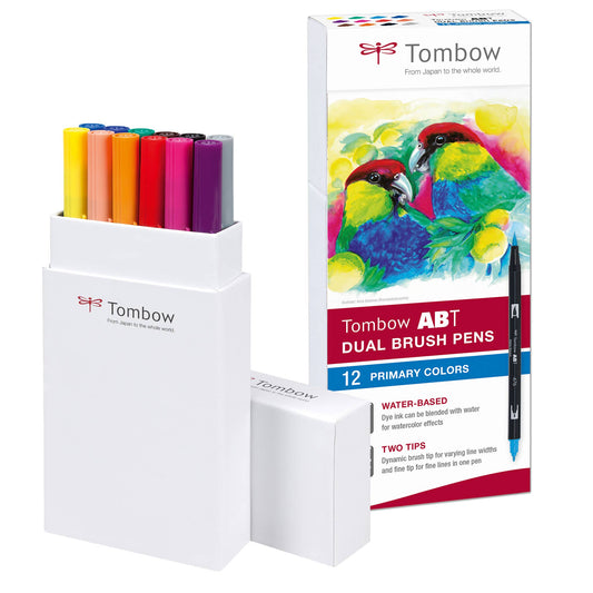 Tombow ABT Dual Brush Pen 12-piece Set Primary Colours
