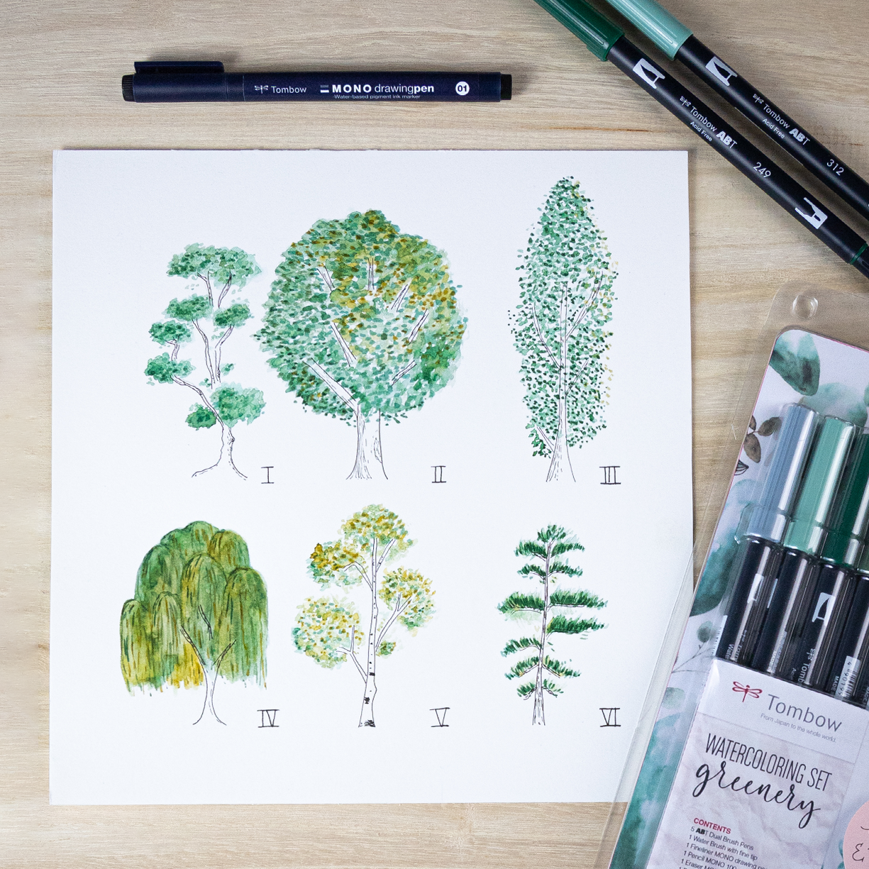 Tombow Watercoloring Set - Greenery