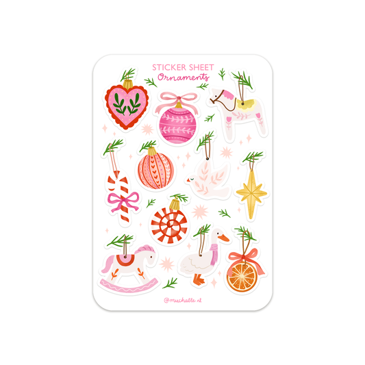 A6 sticker sheet - stickervel - cute Christmas ornaments