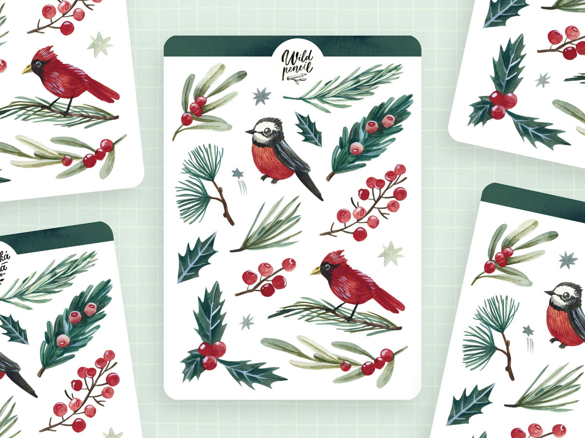 Sticker Sheet - Christmas Flora