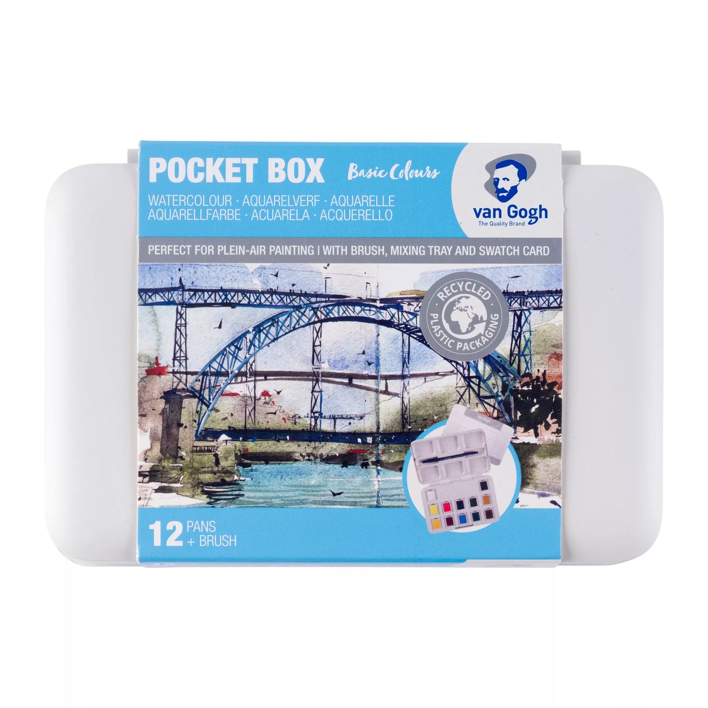 Van Gogh aquarelset met basiskleuren | 12 halve napjes