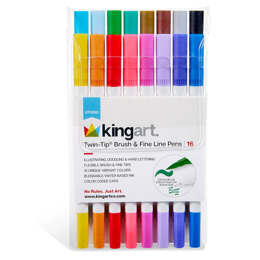 Twin-Tip™ Brush & Fine Line Pens / Water-Based Ink - 16 Colors