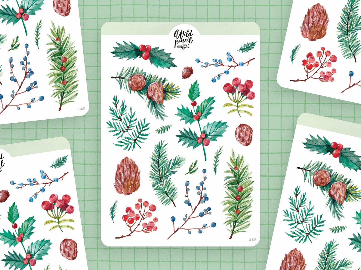 Sticker Sheet - Christmas Foliage