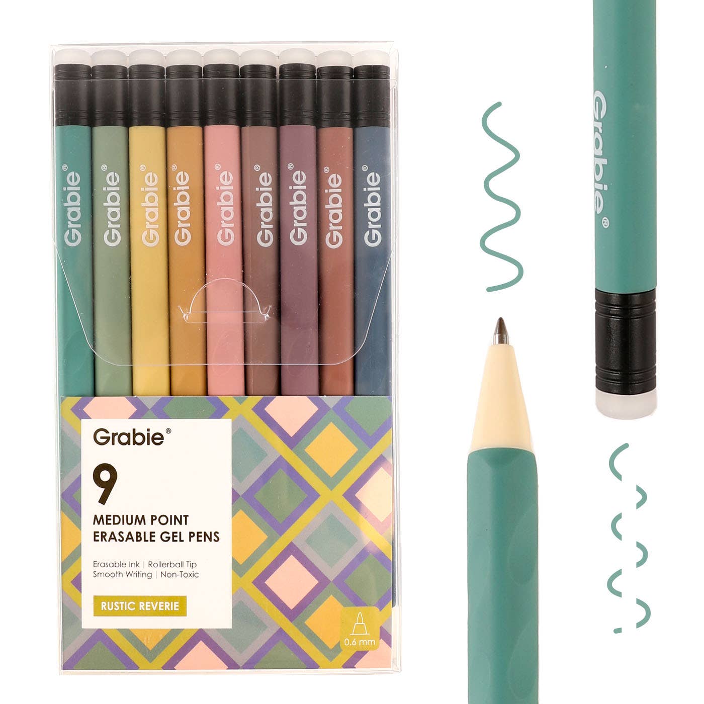 Grabie Medium Point Erasable Gel Pen Sets of 9
