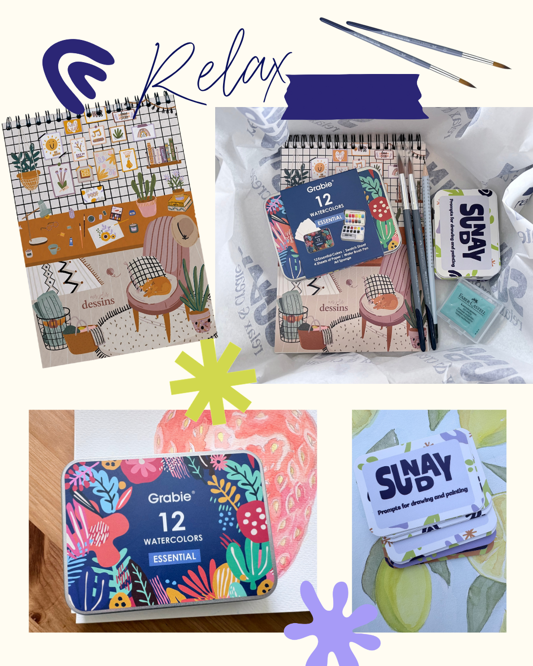 Sunday relax & create box- watercolor painting - aquarel schilderen