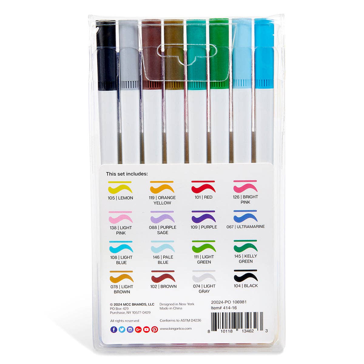 Twin-Tip™ Brush & Fine Line Pens / Water-Based Ink - 16 Colors