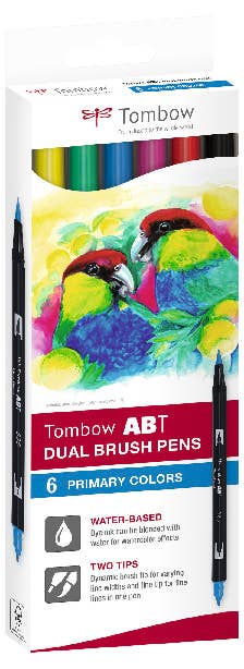 Tombow ABT Dual Brush Pen - Set of 6 (Candy, pastel, Primary and Vintage colours)