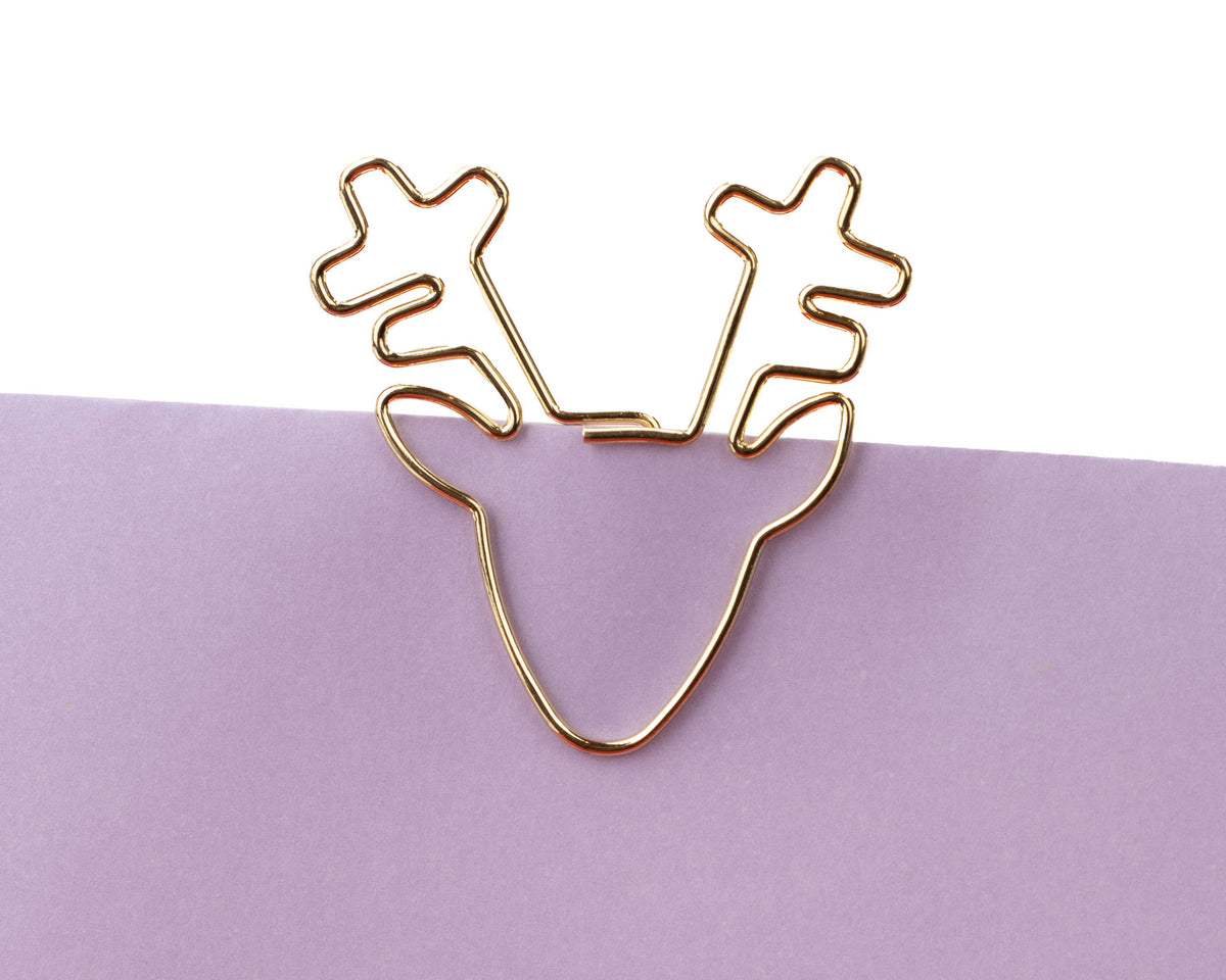 Gold Christmas Binder Clips - Reindeer head