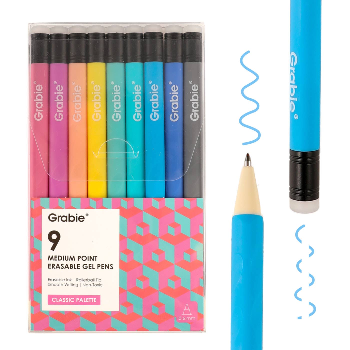 Grabie Medium Point Erasable Gel Pen Sets of 9