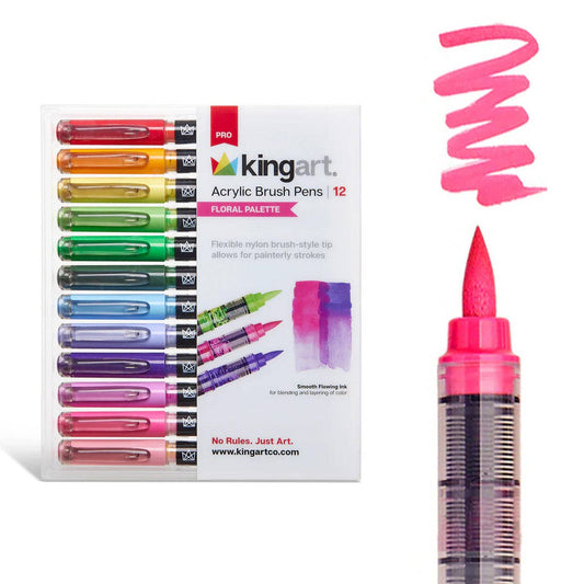 PRO Acrylic Paint Brush Pens - 12 Floral Colors