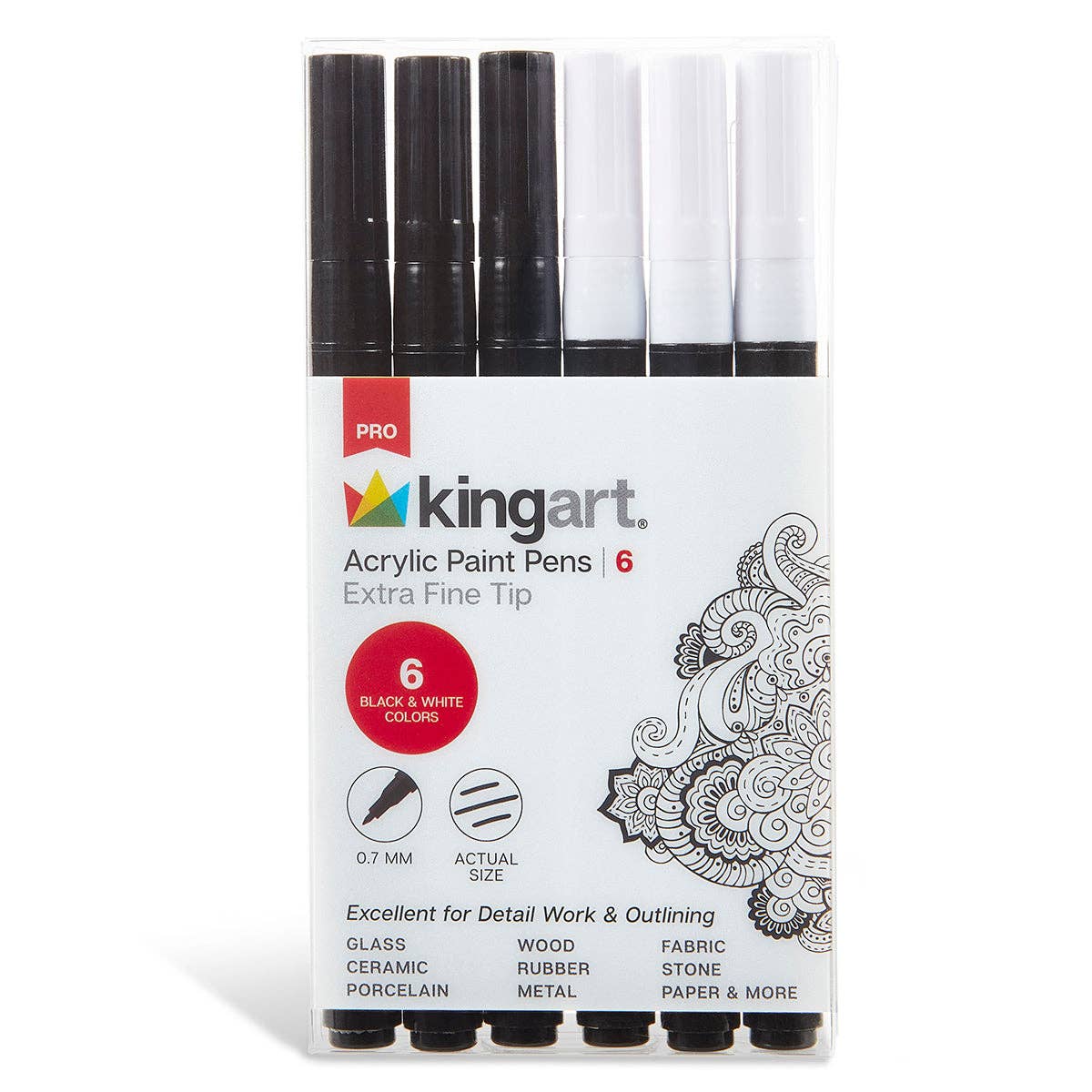 PRO Acrylic Paint Pens Extra Fine - Black & White 6 pc