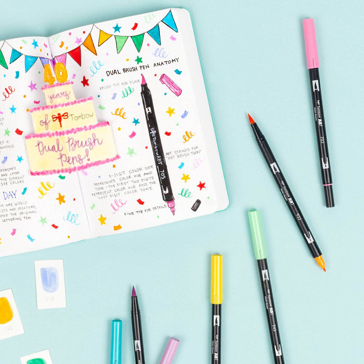Tombow ABT Dual Brush Pen 18-piece Set (Primary, Secondary and Pastel colours)