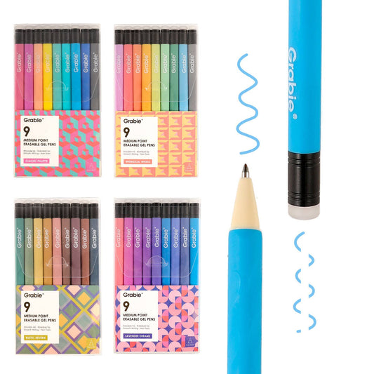 Grabie Medium Point Erasable Gel Pen Sets of 9