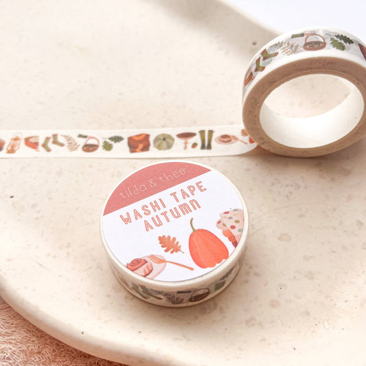 Washi tape autumn - adhesive tape mushroom & pumpkin masking tape