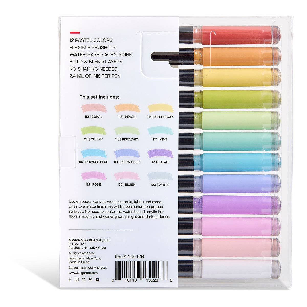 PRO Acrylic Paint Brush Pens - 12 Pastel Colors