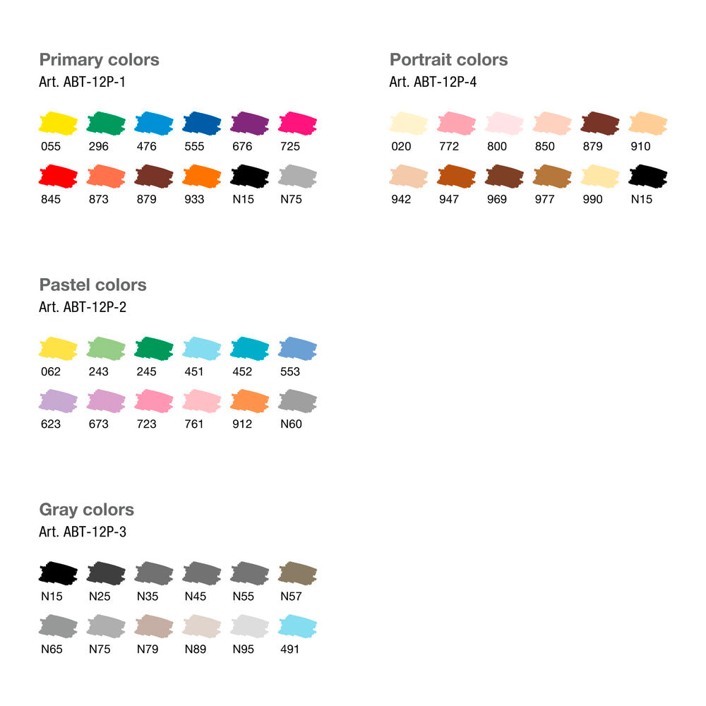 Tombow ABT Dual Brush Pen 12-piece Set Primary Colours