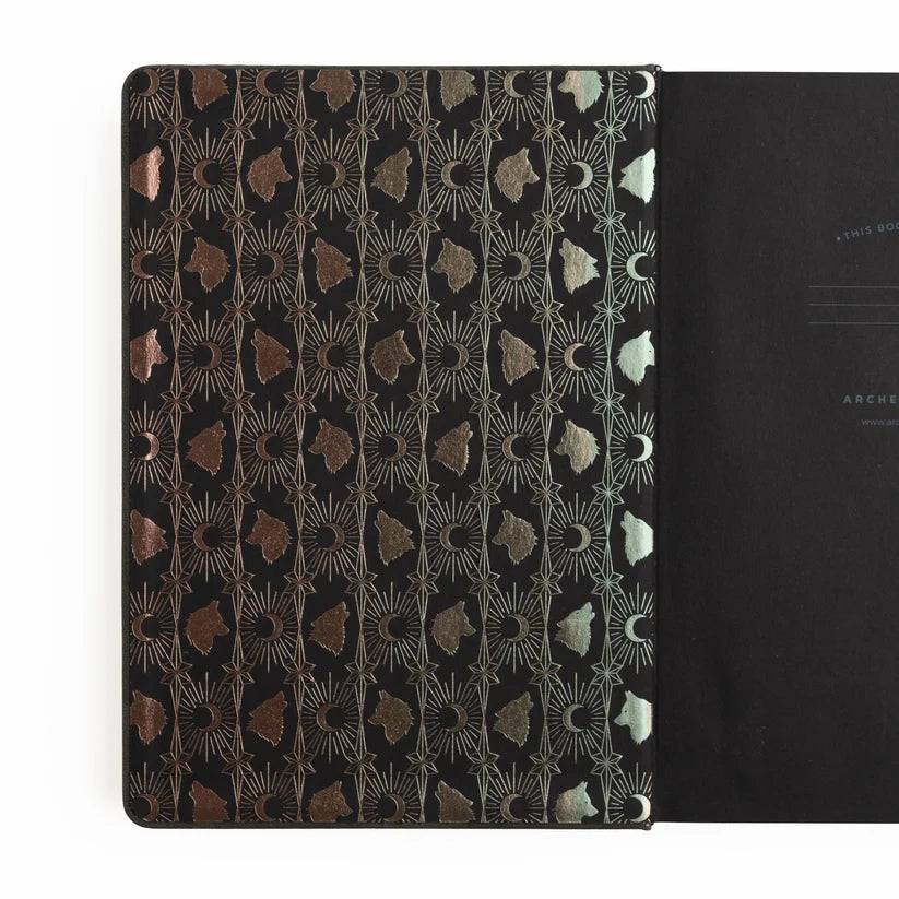 Wolf in the Night Notebook square journal, dot grid, Archer & Olive