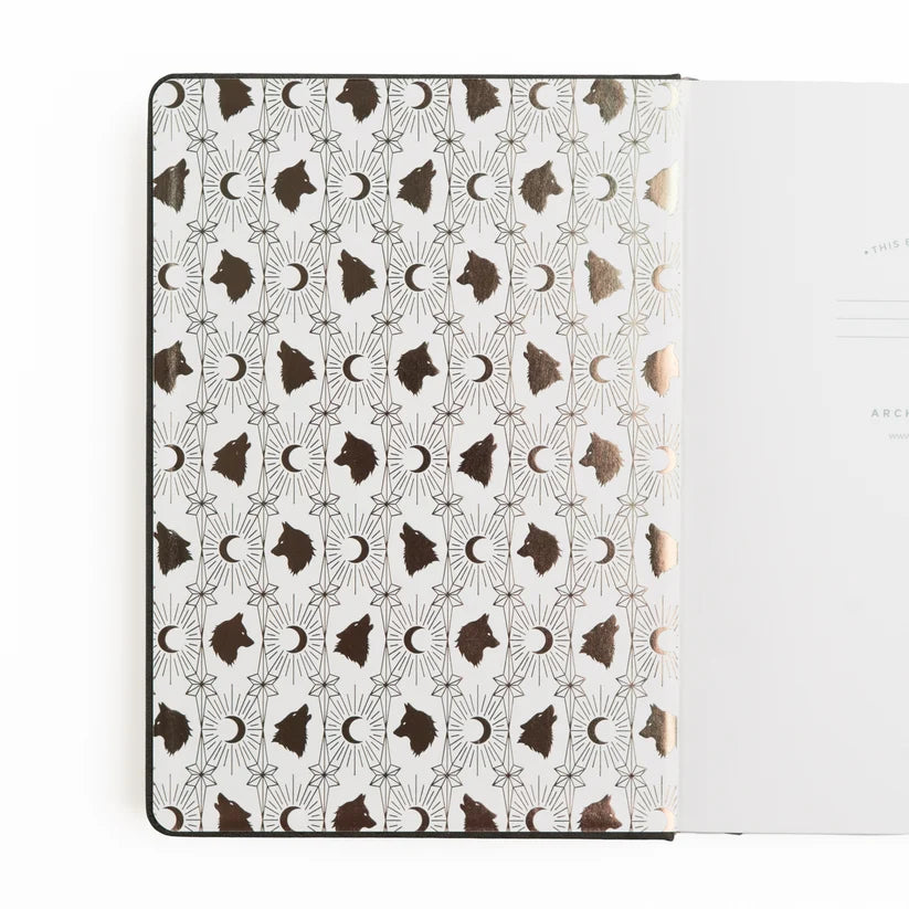 Wolf in the Night Notebook square journal, dot grid, Archer & Olive