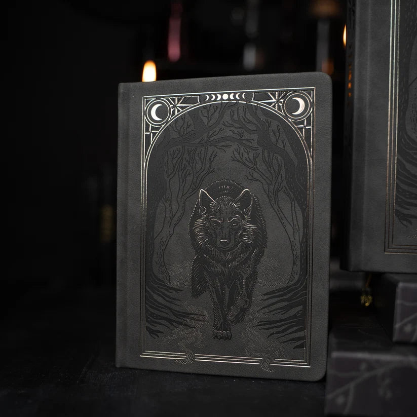 Wolf in the Night Notebook square journal, dot grid, Archer & Olive