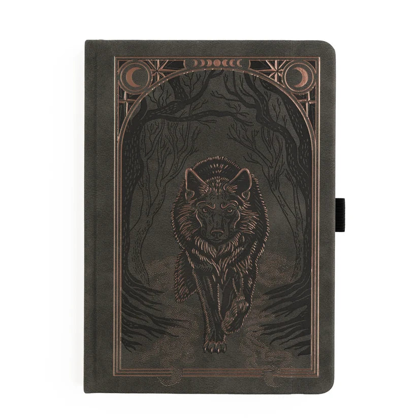 Wolf in the Night Notebook A5 journal, 192 dot grid, Archer & Olive