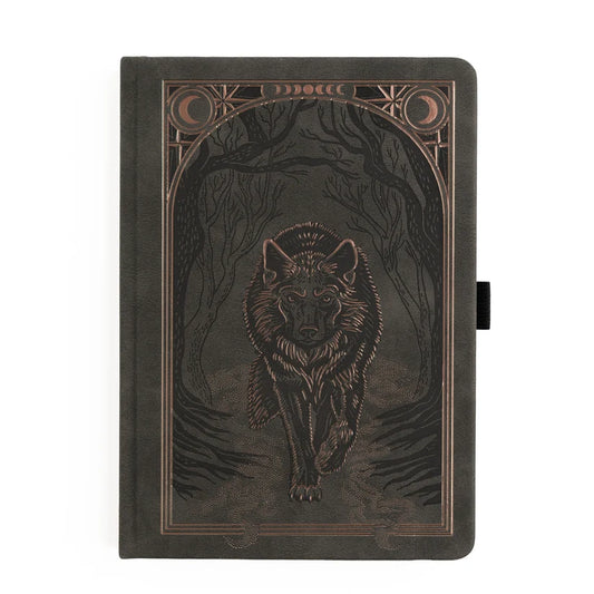 Wolf in the Night Notebook A5 journal, 192 dot grid, Archer & Olive