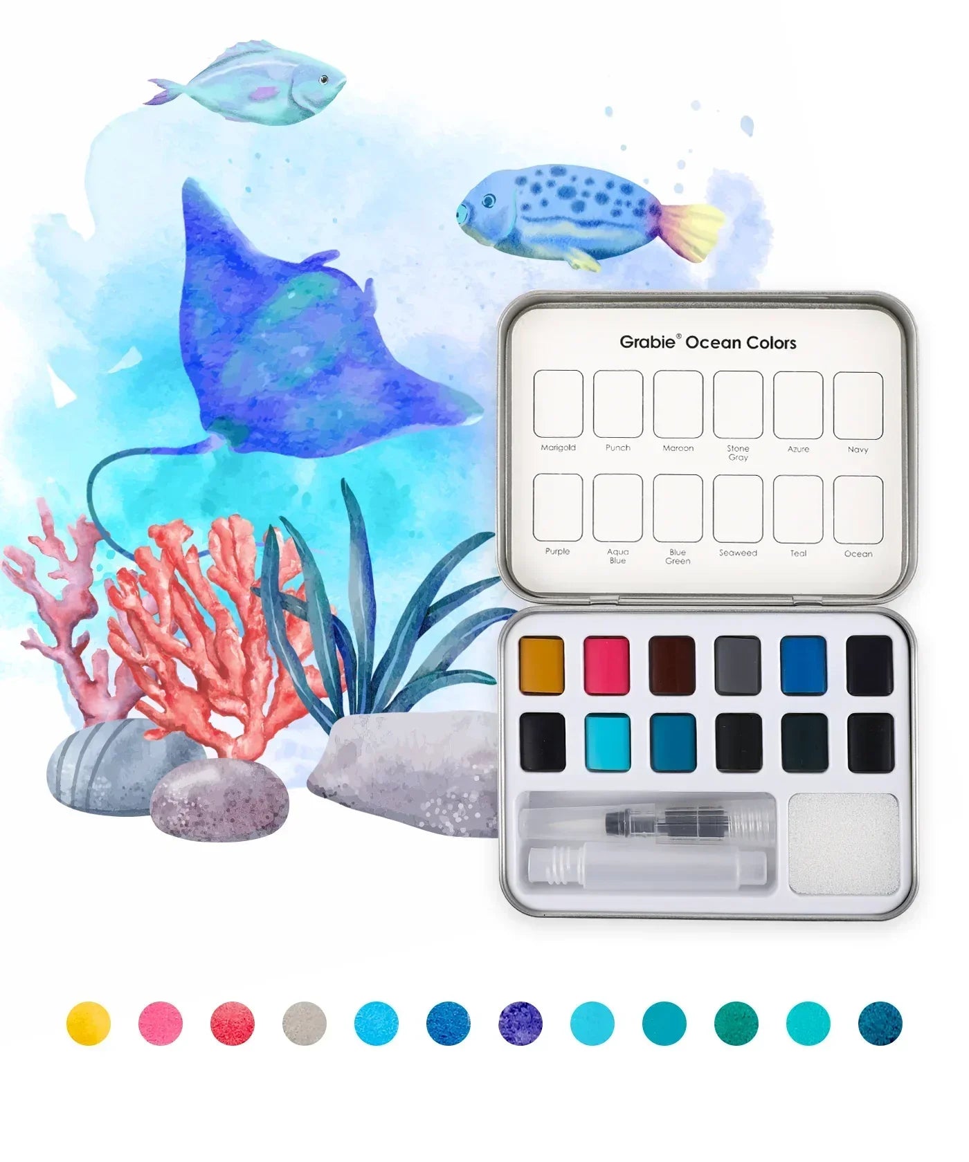 Ocean-Themed Watercolor Coloring Club Box