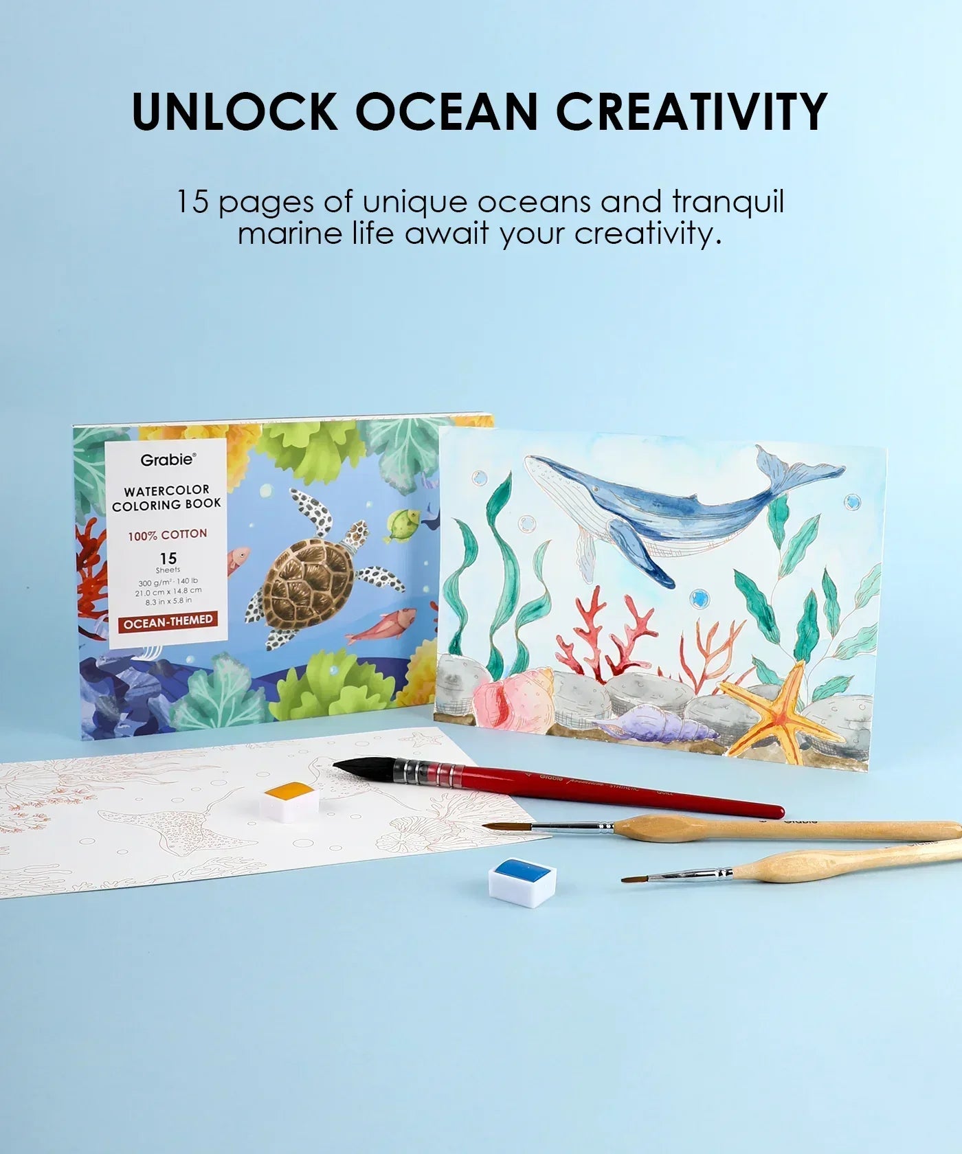 Ocean-Themed Watercolor Coloring Club Box