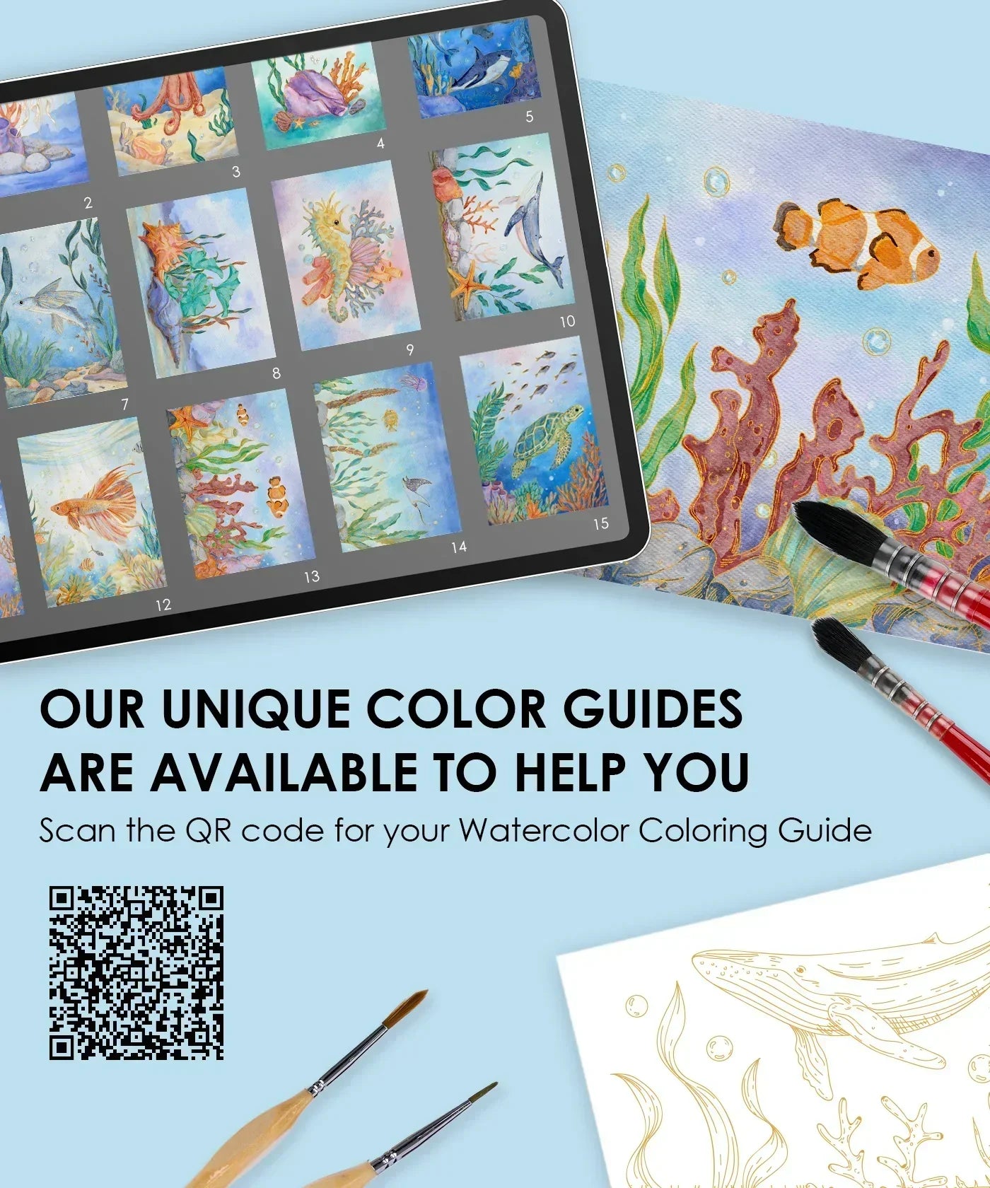 Ocean-Themed Watercolor Coloring Club Box
