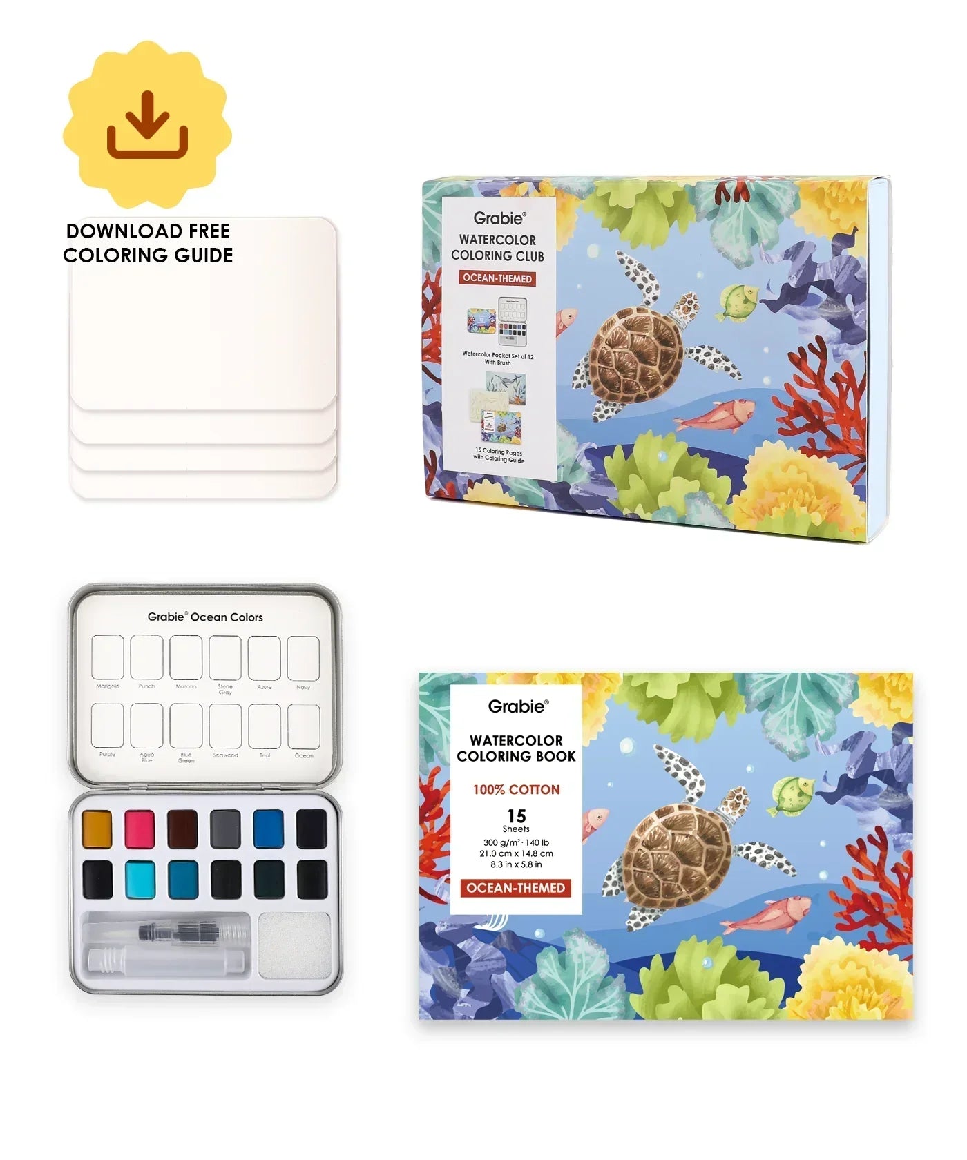 Ocean-Themed Watercolor Coloring Club Box