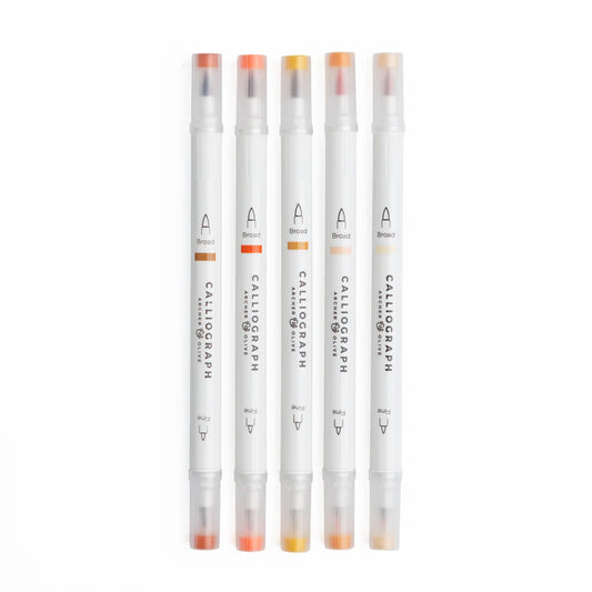 Burnt Orange Hues Sets of 5 - Calliograph pens - Archer & Olive