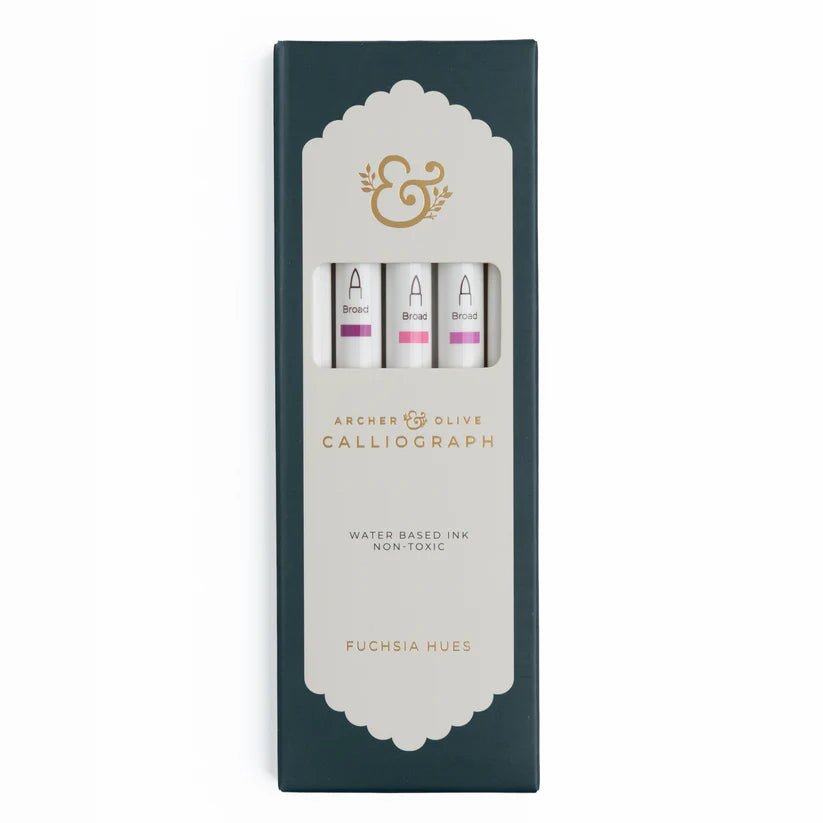 Leaf Green Hues Sets of 5 - Calliograph pens - Archer & Olive