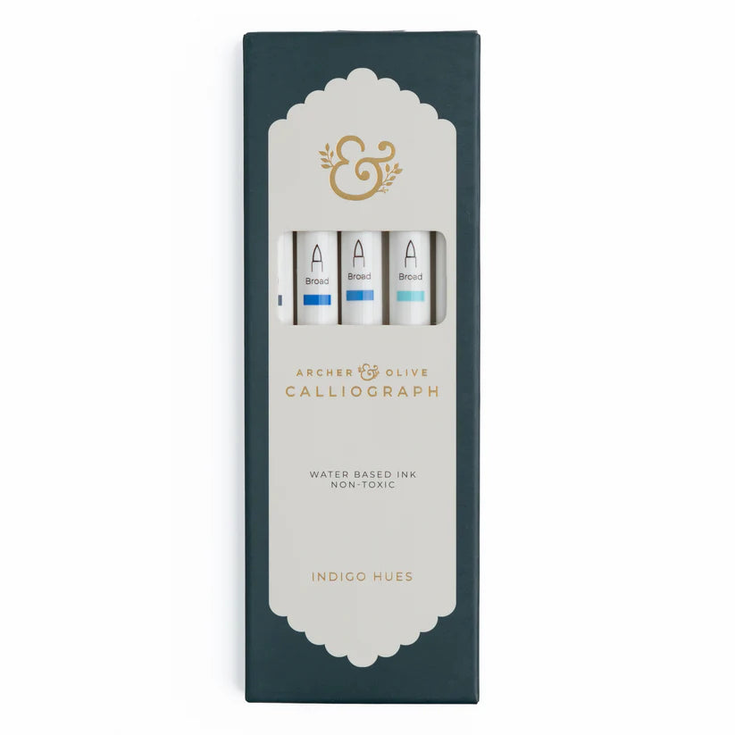 Indigo Hues Sets of 5 - Calliograph pens - Archer & Olive