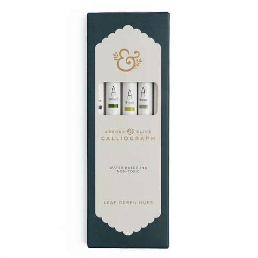 Leaf Green Hues Sets of 5 - Calliograph pens - Archer & Olive