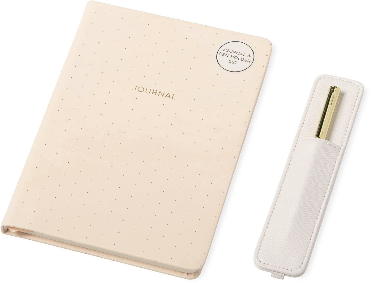 Notitieboek Eccolo met pen en houder Pink lijn