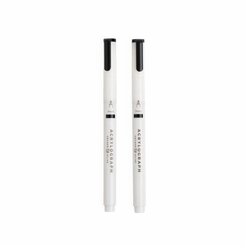 Acrylograph Pen Black Set of 2: 0.7mm Tip - Archer & Olive
