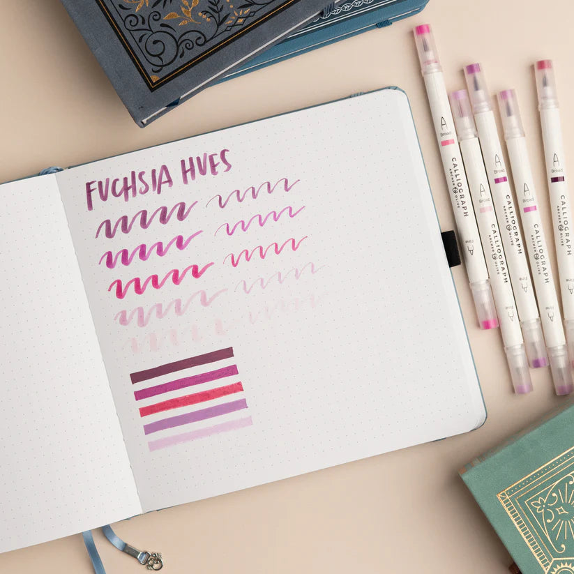 Leaf Green Hues Sets of 5 - Calliograph pens - Archer & Olive