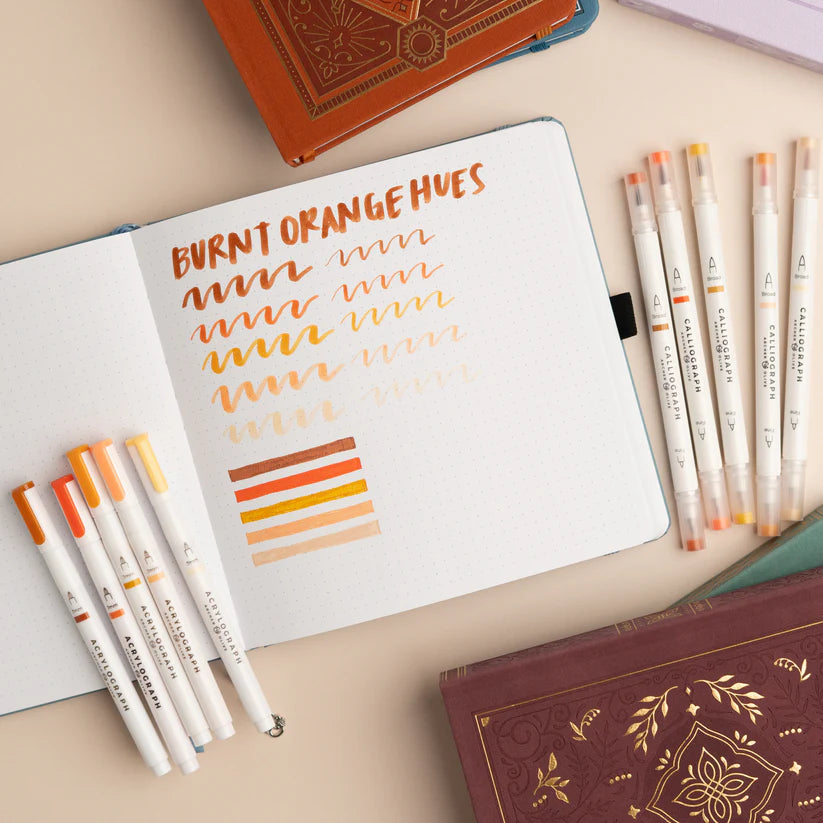 Burnt Orange Hues Sets of 5 - Calliograph pens - Archer & Olive