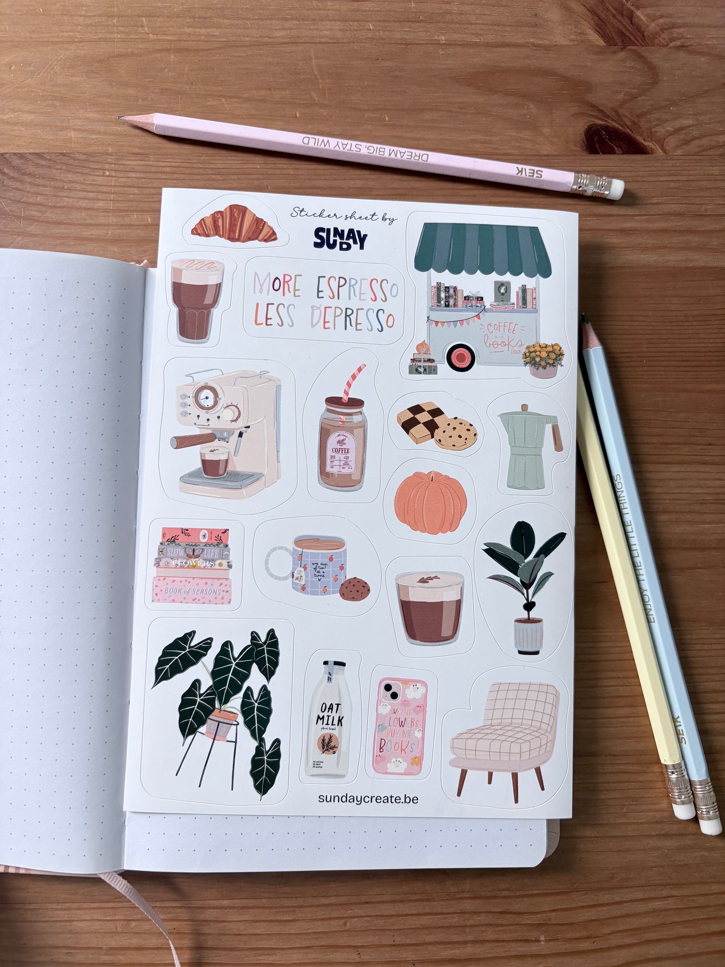 Koffie en Boeken Sticker sheet - Coffee and books