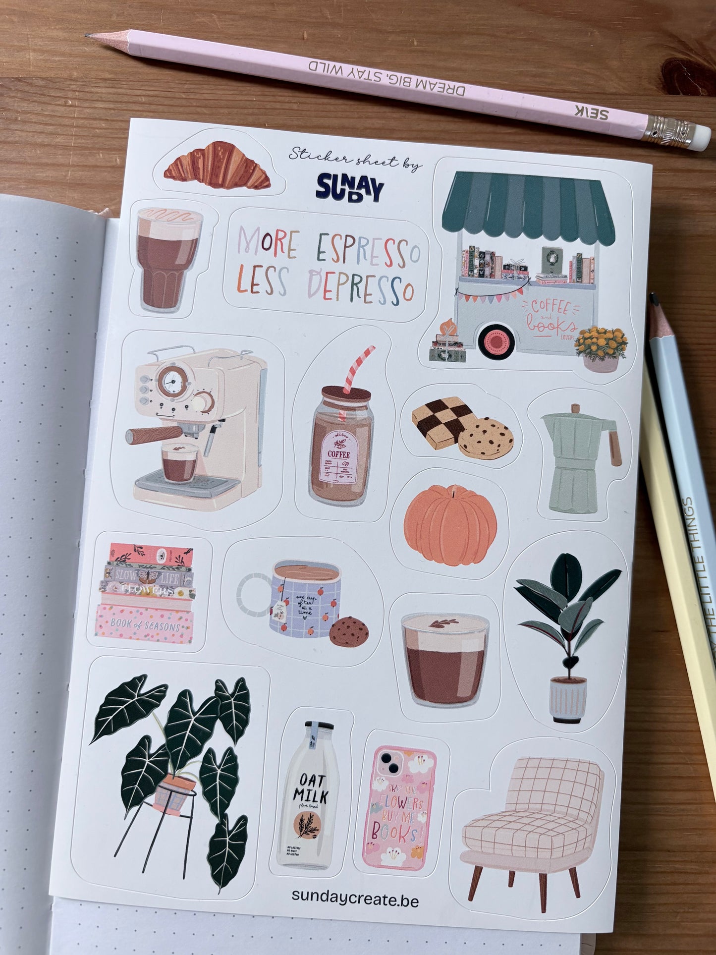 Koffie en Boeken Sticker sheet - Coffee and books