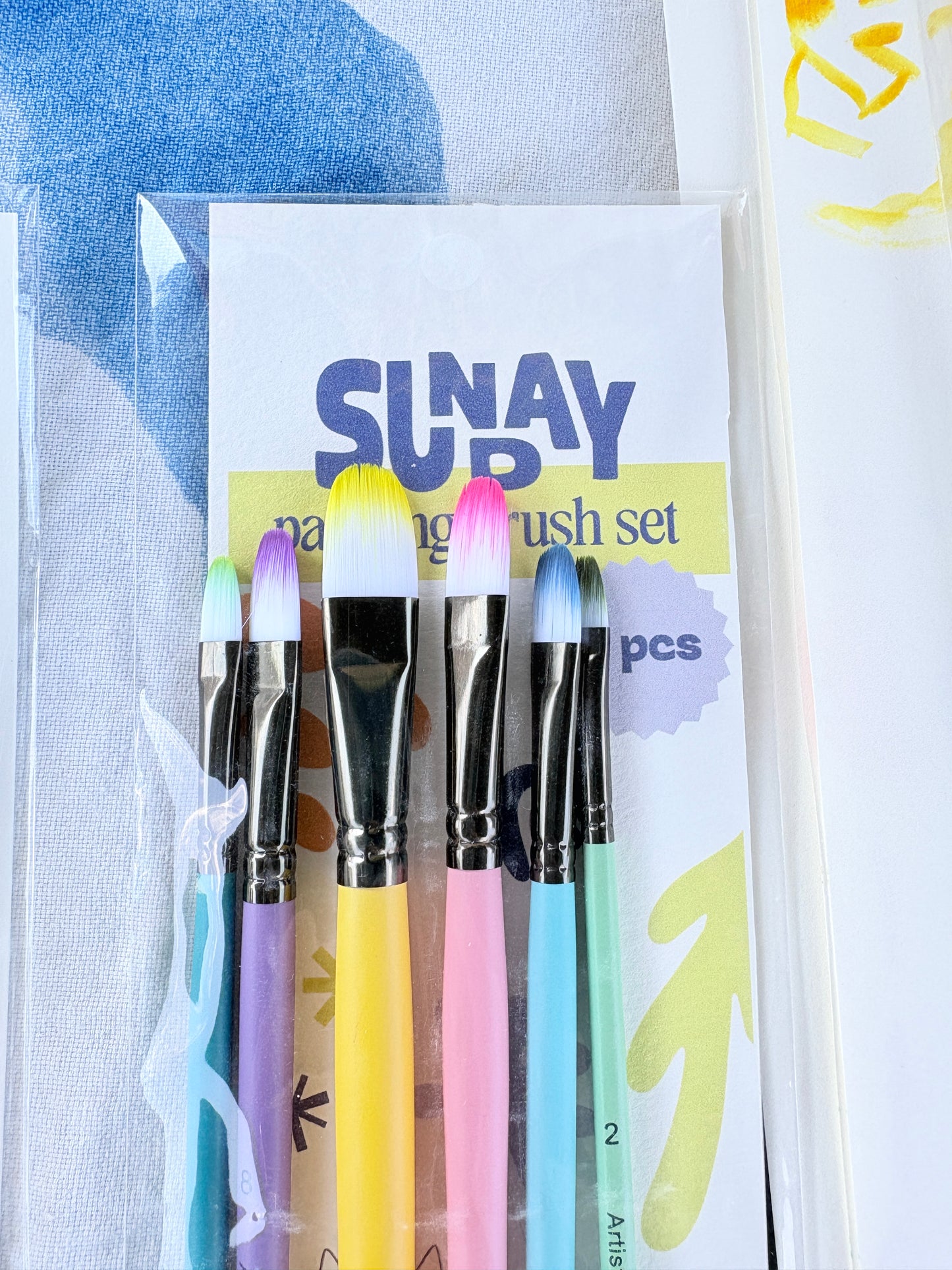 paintbrush set of 6 brushes - Filbert Brush Set (Round Edge)