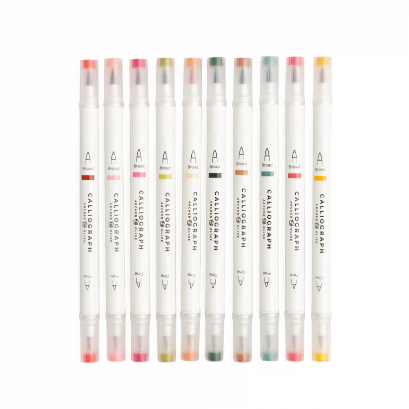 Meadow & Vine Set of 10 Calliograph Pens- Archer & Olive
