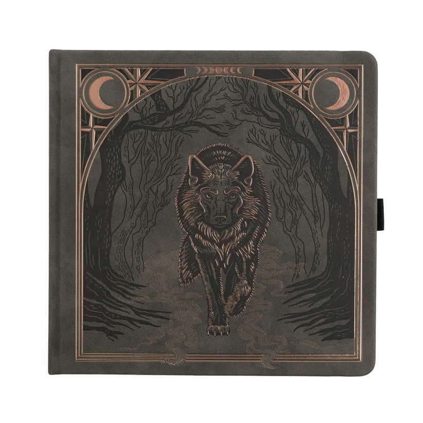 Wolf in the Night Notebook square journal, dot grid, Archer & Olive